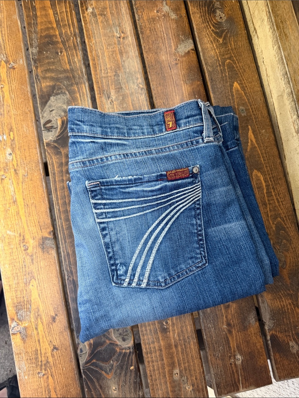 7 For All Mankind Women's Dojo Flare Jeans in Medium Blue Wash